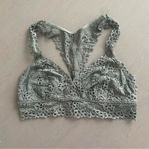 Aerie Womens Sage Green Laced Bralette Sz Medium Festival Classic Summer Preppy